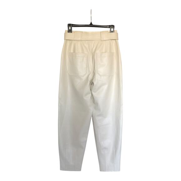 Veronica Beard Ecru Vegan Leather Atala Pants Tapered Leg Women's Size 2 NWT - Picture 8 of 16